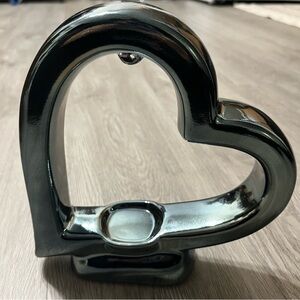 Blueish Black Heart Shaped Centerpiece Decoration Valentine’s Day Made in Poland